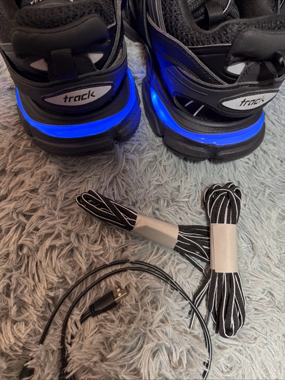 Balenciaga Black Sneakers with Bright Blue Accents - Picture 3 of 7